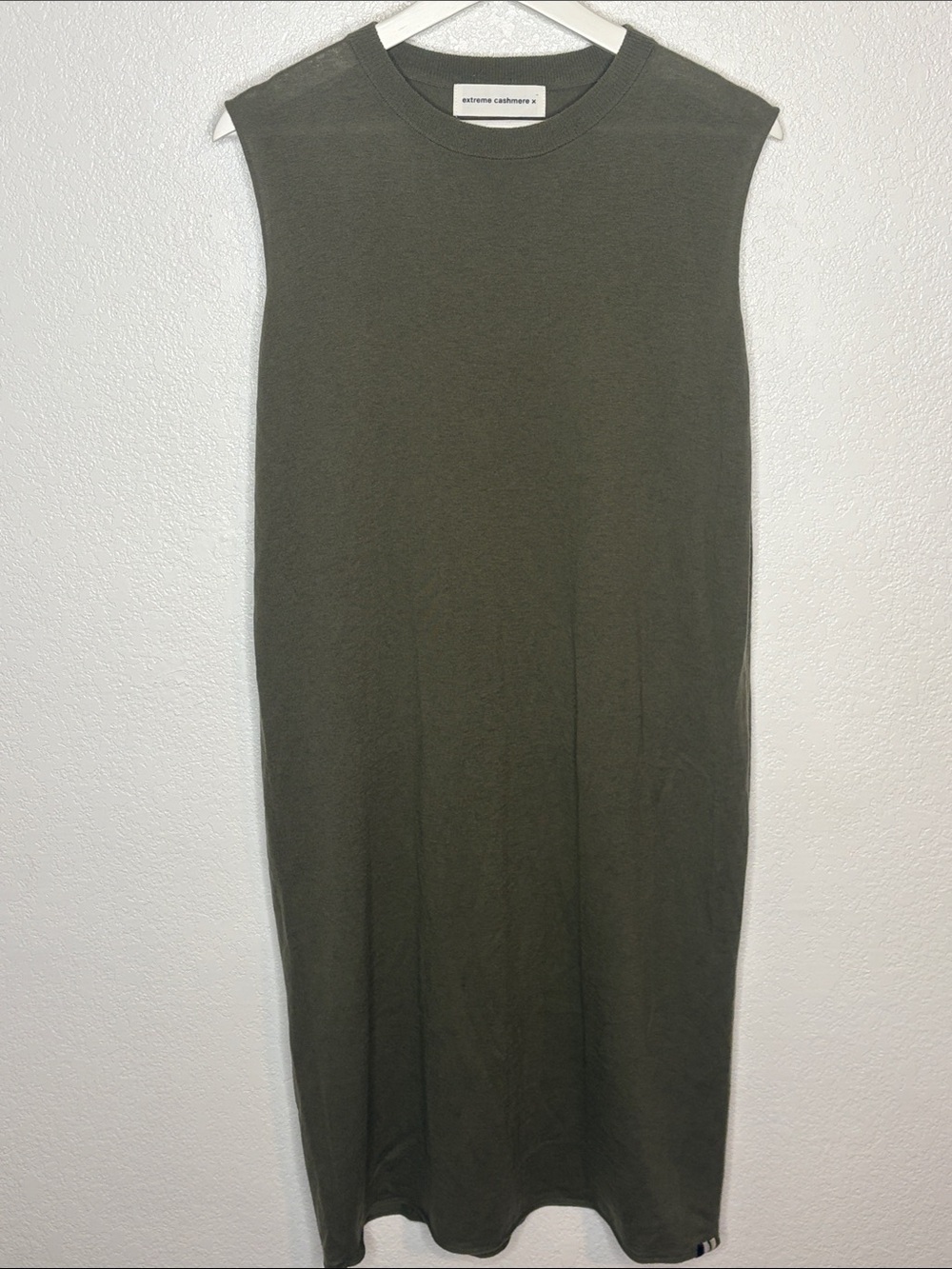 Extreme Cashmere X Olive Green Sleeveless MIDI Tank Dress Med/Large Fit One Size